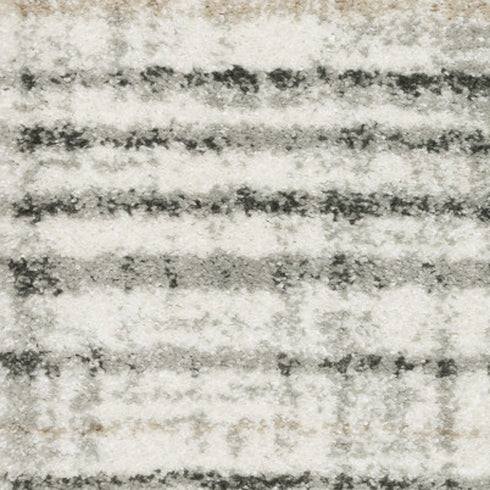 3' X 5' Grey Charcoal Ivory Tan Brown And Beige Geometric Power Loom Stain Resistant Area Rug